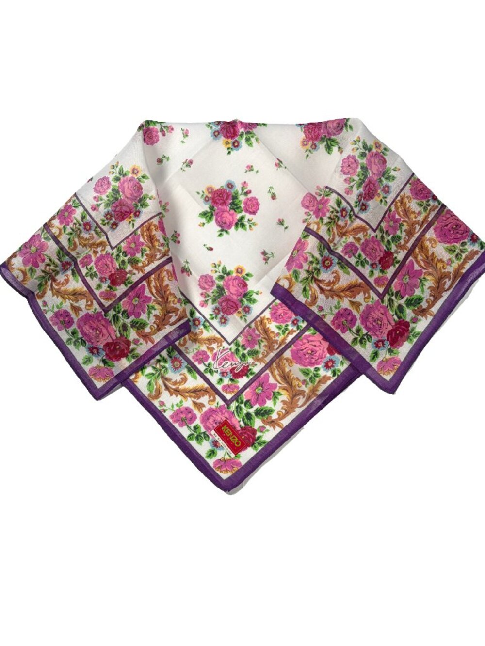 Vintage Kenzo Paris Floral Cotton Scarf NWT